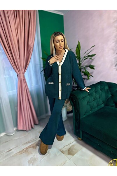 Intisimo Γυναικείο Πλεκτό Κοστούμι, Δύο Τεμάχια, Κλασικά Κουμπιά, Πράσινο