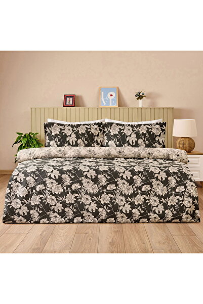 MATMEL طقم غطاء لحاف مزدوج من قماش البلانورا القطني الناعم - أنثراسيت