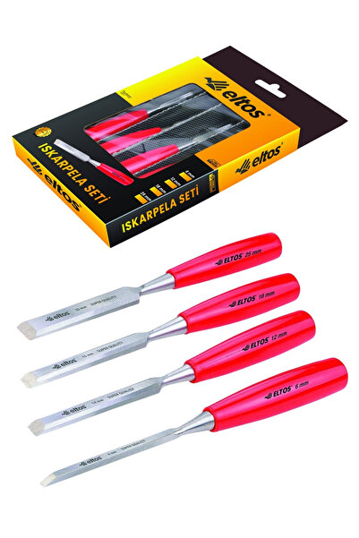 ELDİPA 4’lü Iskarpela Seti – Çelik Uçlu Kırılmaz Saplı Profesyonel Ahşap Oyma Seti - İskarpela