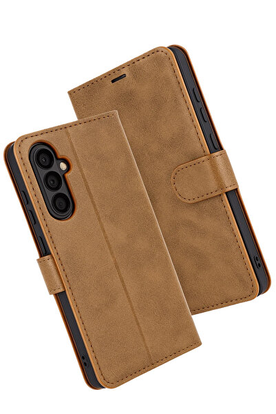 UnDePlus Samsung Galaxy A17 Kılıf Deri Deluxe Cüzdanlı Kapaklı Case Kahverengi