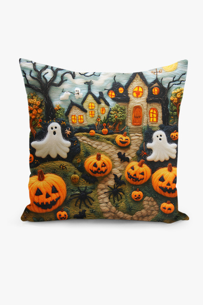 Filamente Double-Sided Digital Print Throw Pillow Cover with Felt Craft Look ...