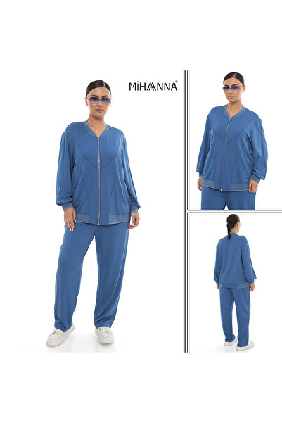 MİHANNA BÜYÜK BEDEN MODAL SPOR TAKIM FERMUAR VE RİBANALI