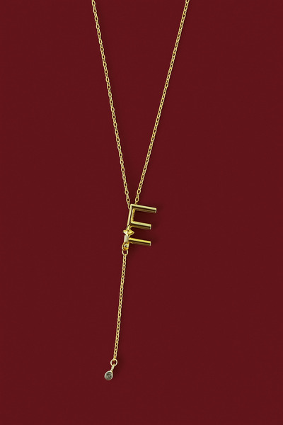 lotusbybuket قلادة VIP من الفولاذ الذهبي على شكل حرف E وحرف Y
