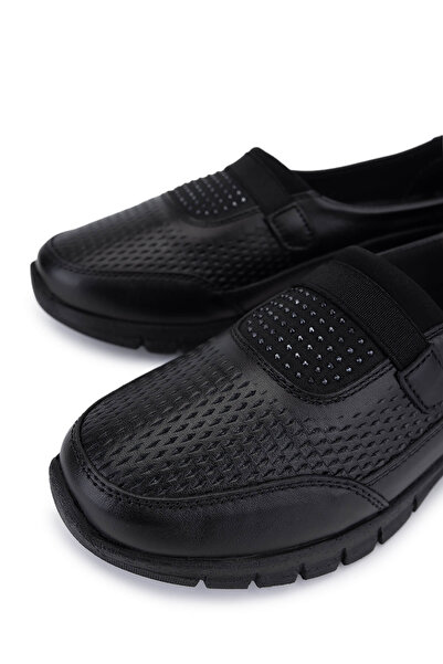 Tamer Tanca Kadın Hakiki Deri Siyah Comfort Ayakkabı