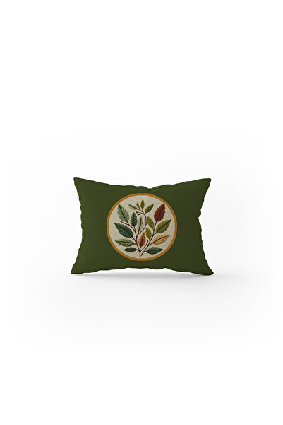 Filamente Double-Sided Digital Print Throw Pillow Cover Embroidery-Look Leaf Pattern