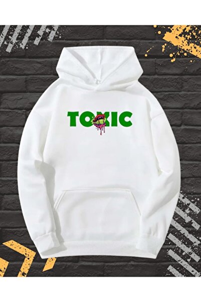 OEM Men's Hoodie with Front-Back Print, Toxic, Cotton, White, XL INTL