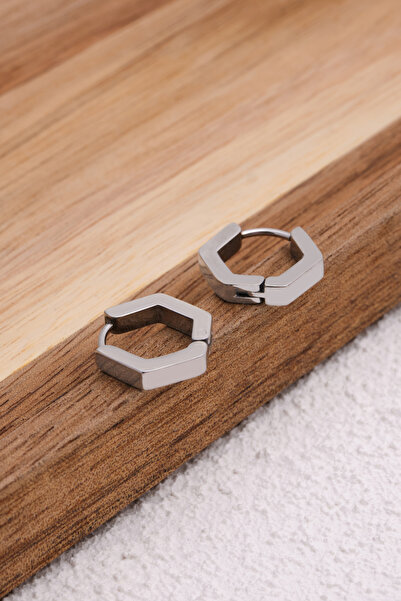 ByFlorya Jewelry Steel Hexagonal Earrings Non Tarnish 1.5cm Diameter Suitable for Daily Wear Plate Earrings