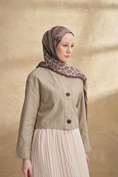 ARMANDA Fiori Jakar Leopar Mix Pattern Shawl - Dark Vison