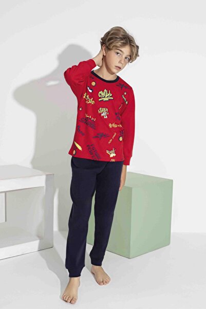 RAPAPA Boys' Colorful Printed Long Sleeve Pajama Set - Interlock Fabric 7413K