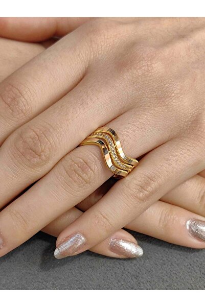 nasipkuyumcu 14 AYAR ÜÇLÜ ZİKZAK AJDA MODEL ALTIN YÜZÜK XYZ002620