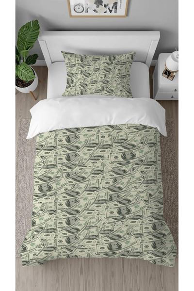 GREENDECOR Dolar Para Zenginlik Deseneli Dijital Tasarımlı Baskılı Çarşafsız ...
