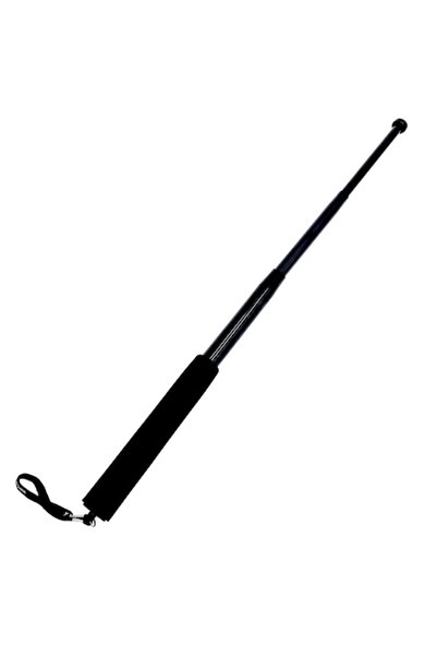 OEM Baston telescopic profesional, 4 segmente, 65 cm, mâner din spumă, negru complet