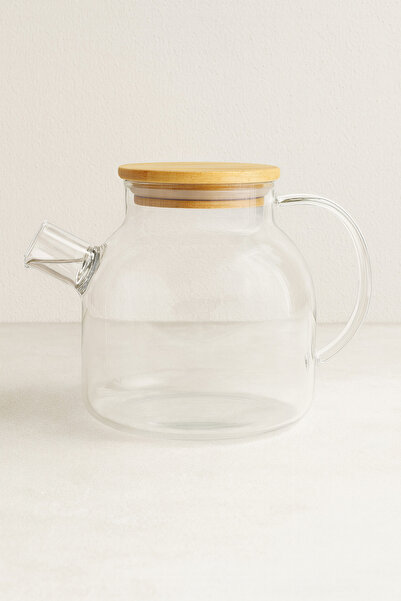 PERLAEVKAHVE إبريق شاي زجاجي مقاوم للحرارة مع غطاء من الخيزران - سعة 1200 مل ...