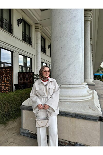 MEYSADESİGN Gold Detaylı Tüvit Ceket Bej