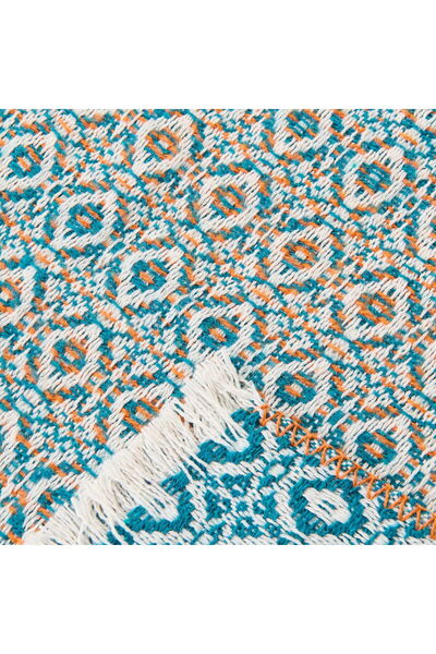 ASPARTAM Soft Zemira Cotton Single Blanket - Blue / Orange - 150X200 cm