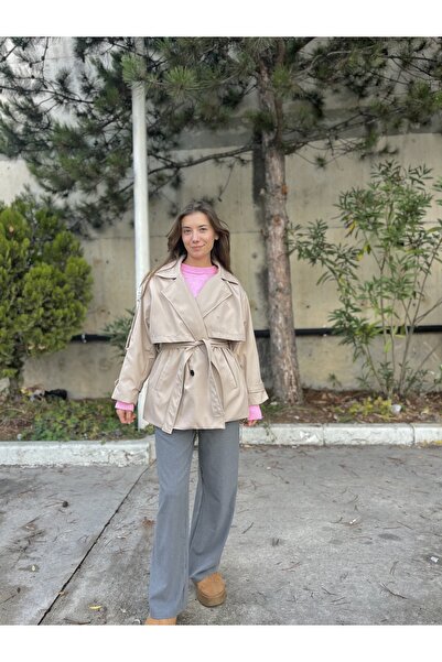 Yuli Trençkot/Premium Kalite/Astarlı/Kısa Boy Trençkot