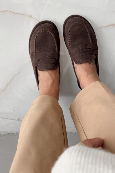 Shoebutik Salida Гіркий кави Замша Жіночі мокасини