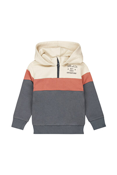 Dirkje Boys' 100% Cotton Jacket with Long Sleeve Hoodie - Rock and Grey