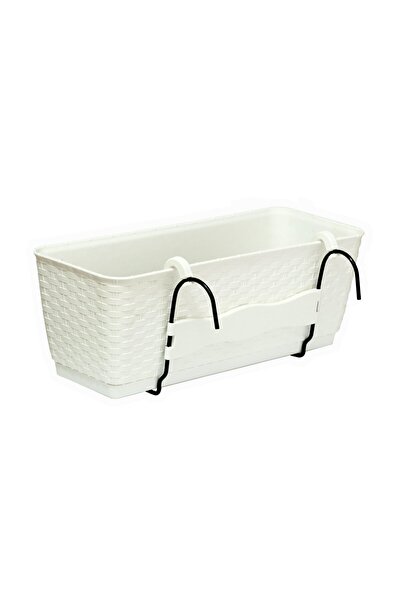 Other Ghiveci de flori pentru balcon DRL400PW cu farfurie | Alb