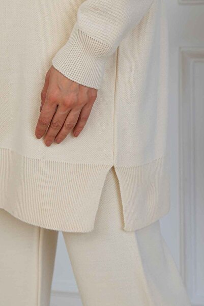 benguen Hooded Knitwear Set S1079 Stone Color