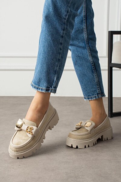 ShoeTek حذاء موكاسين نسائي من Calsi مزود بمشبك على شكل فيونكة من جلد الغزال ا...