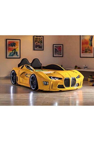Kaju CarBed Kaju Gtm Full Arabalı Yatak, Sarı, Kumandalı Işık Ve Ses Sistemli...