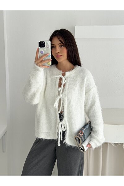 fiolin Extra Soft Bearded Knitwear Tie-Up Cardigan