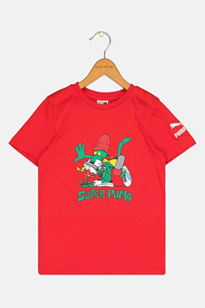 Puma Kids Boy Crew Neck Short Sleeves Outdoor T-Shirt, Red