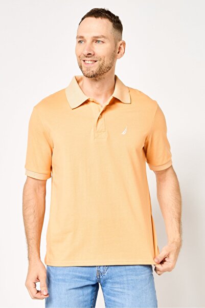 Nautica Men Regular Fit Embroidered Logo Short Sleeve Polo Shirt, Orange