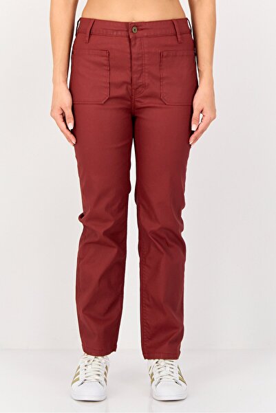 Reiko Women Regular Fit Plain Straight Leg Pants, Maroon