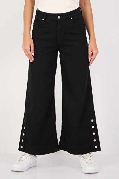 Reiko Women Regular Fit Solid Wide Leg Pants, Black