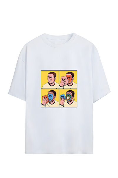 GraffTee Mască de față unisex supradimensionată din bumbac, tip tricou