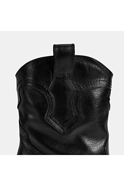 Desa Kadın Siyah Kalın Topuklu Deri Bot
