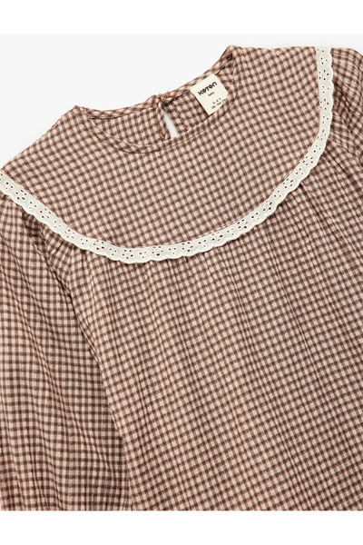 Koton Φόρεμα με μακρύ μανίκι με πλισέ καρό σχέδιο