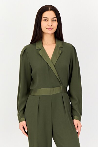 ORSAY Women Solid Long Sleeve Jumpsuit, Dark Olive