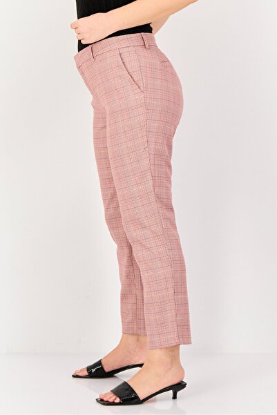 Reiko Women Cigarette Fit Checkered Print Formal Pants, Multicolor