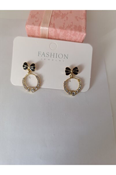 GlaMLo Accessories Cercei fundiță neagră cu cristale