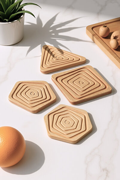 Zox craft Σετ ξύλινων σουβέρ σε γεωμετρικό σχήμα κουλουριασμένου σπιράλ (4 τεμάχια)