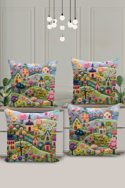 Filamente Husă pentru pernă cu imprimare digitală pe două fețe, 4 bucăți, asp...