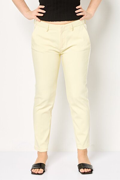Reiko Women Cigarette Fit Solid Tapered Pants, Yellow