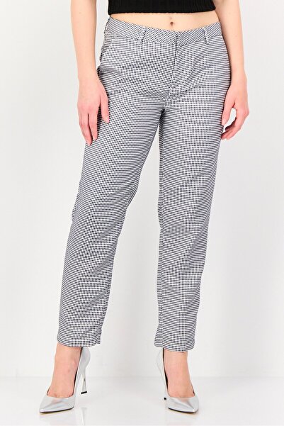 Reiko Women Cigarette Fit Diamond Pattern Dress Pants, Multicolor