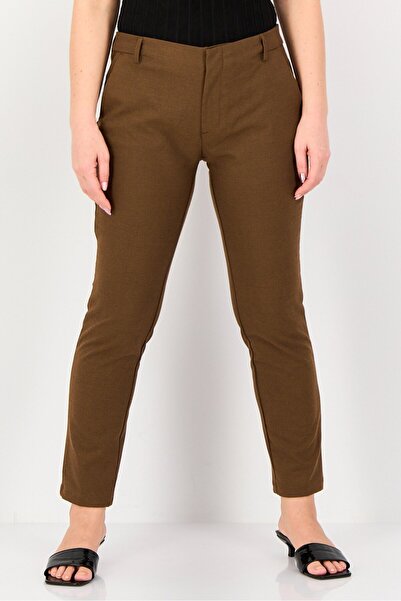 Reiko بنطلون نسائي بقصّة سيجارة وقصة ساق مستقيمة، بني