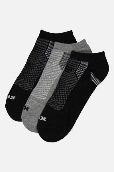 RBX Men 3 Pair Brand Logo Training Ankle Socks, Multicolor