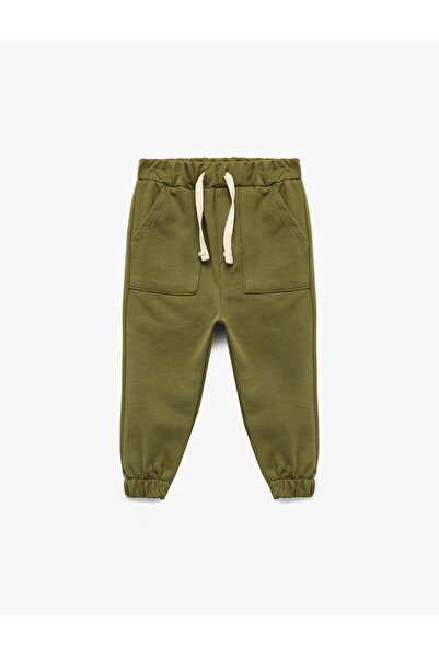 Koton Pantaloni de sport din bumbac cu talie cu dantelă și detaliu de buzunar basic