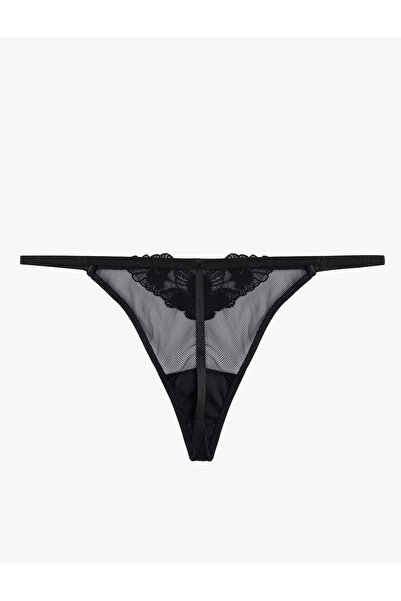 Koton Çiçekli Dantel Detaylı File Kumaş String Külot