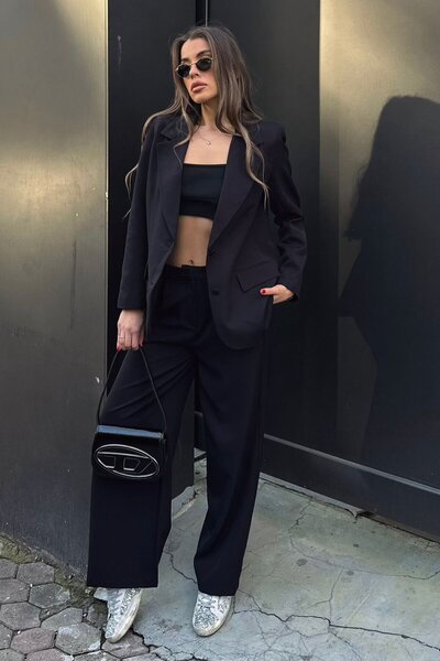 VAGGON Women's Black Button Closure Shoulder Pad Pocket Look Lined Blazer Jacket Vs01305