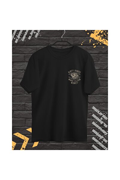 OEM Tricou bărbătesc cu imprimeu față-spate, Just Money, bumbac, negru, M INTL