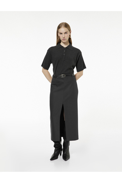 Koton Fusta midi cu creion cu buzunare și detaliu cu fante Fleto