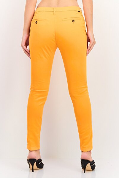 Reiko Women Cropped Fit Plain Chino Pants, Orange