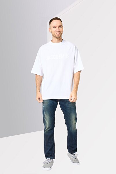 JACQUEMUS Men Crew Neck Short Sleeve Brand Logo T-Shirt, White